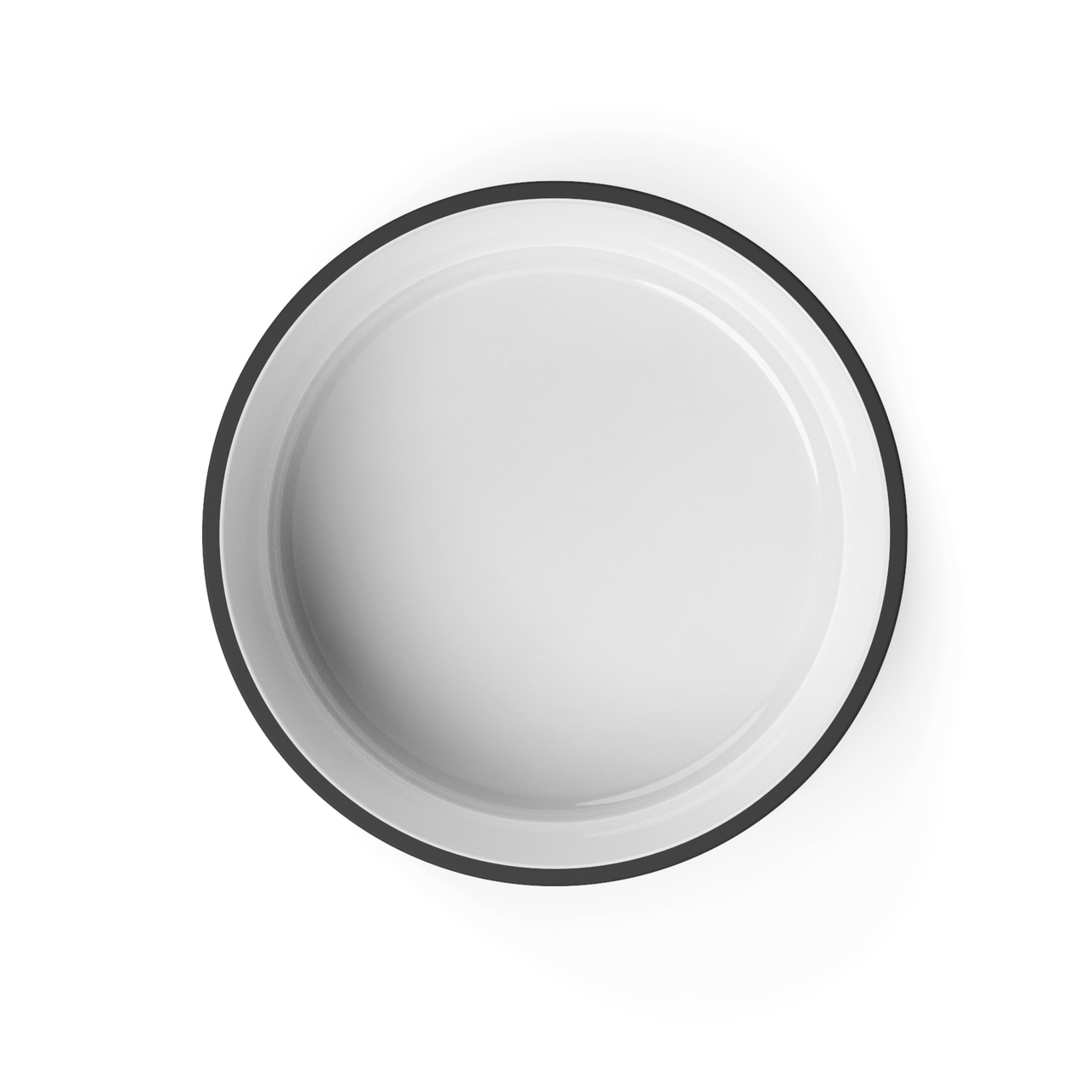Modern black and white ceramic water bowl with glossy interior for dogs and cats