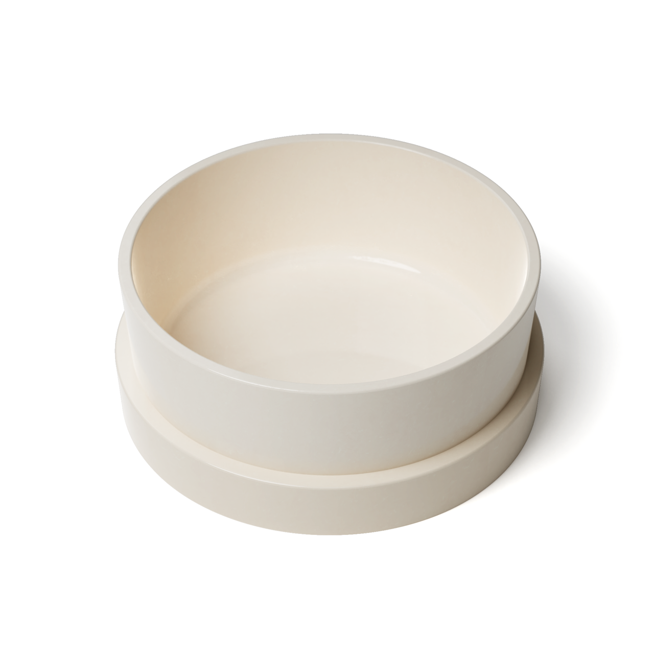 Modern black and white ceramic water bowl with glossy interior for dogs and cats