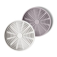 Thumbnail for Circular modern white and lavender silicone lick mats designed for use with ceramic bowl for dogs and cats