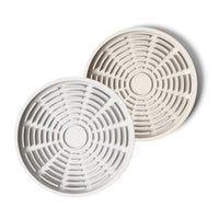 Thumbnail for Circular modern white and tan silicone lick mats designed for use with ceramic bowl for dogs and cats