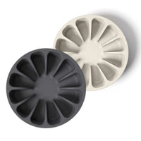 Thumbnail for Two food-grade modern gray and tan minimalist slow feeders in a grapefruit design for dogs 